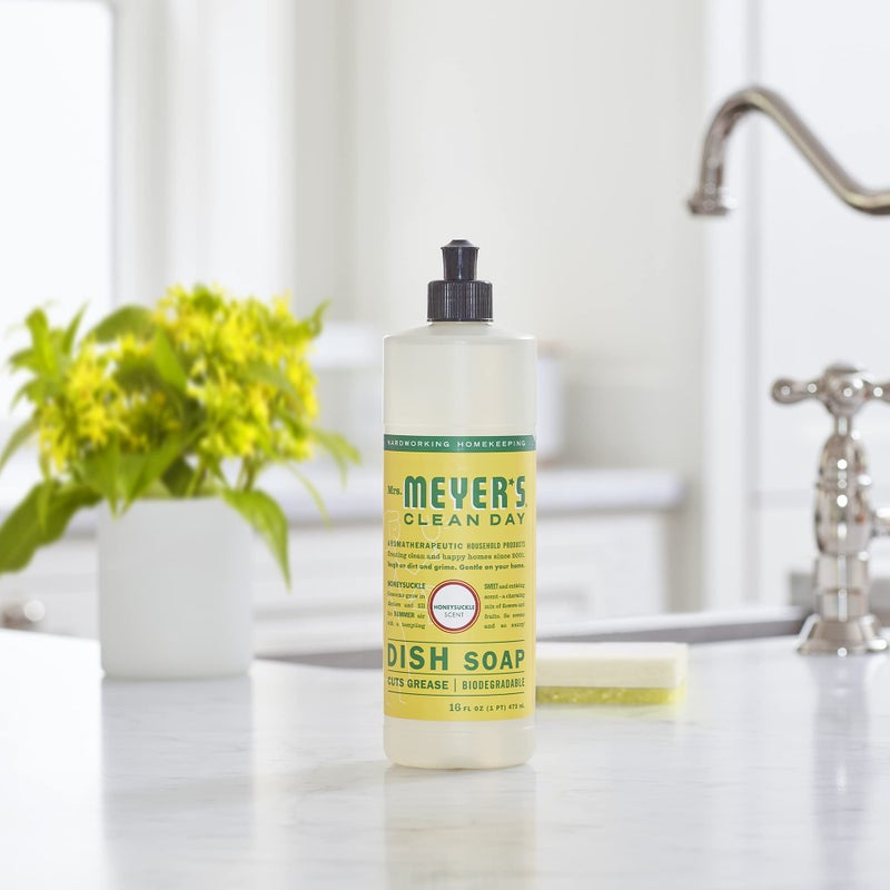 MRS. MEYER'S CLEAN D السّيدة. صابون الأطباق السائل من مايرز كلين داي، تركيبة قابلة للتحلل الحيوي، زهر العسل 16 أونصة سائلة. أوقية - Image 5